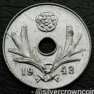 Finland 10 Pennia 1943. KM#34.1. Dime. Iron Holed Ten Cents coin WWII Rosettes M - Picture 1 of 7