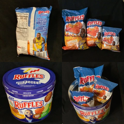 Ruffles Potato Chips 'Limited Edition' Lebron James Collector's Tin with 3 Bags Cover