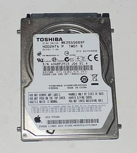 Apple 655-1550C , 250GB 5.4K RPM 2.5" SATA Hard Drive TOSHIBA MK2555GSXF - Picture 1 of 6
