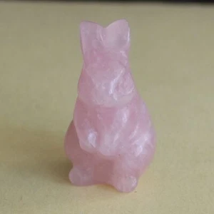 1.5'' Carved crystal rose quartz rabbit bunny figurine animal carving home decor - Picture 1 of 7
