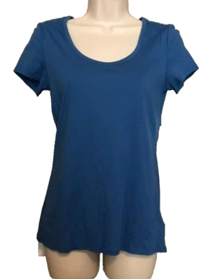 NUEVO Pijama Top Para Mujer Azul Acanalado Hombro Manga Corta Talla XS  Foto 1 de 4