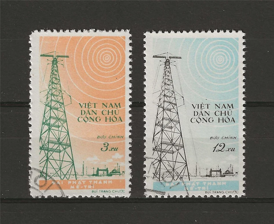 Vietnam 1959 Sc# 100-01 set Me Trio Radio Station Tower CTO - Image 1 of 1