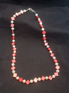 Handmade Sterling Silver Freshwater Pearl And Pink Mother Of Pearl Necklace - Picture 1 of 8