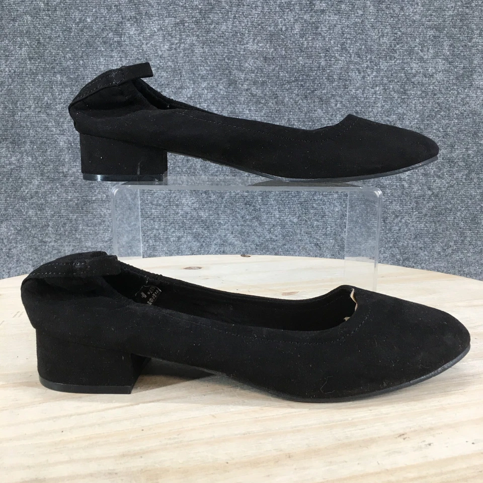 Zapatos de salón Brash para mujer 9,5 sin cordones negros imitación gamuza informales tacones bajos Foto 1 de 4