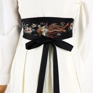 Black Waist Band Embroidery Dress Decor Ethnic Style Waist Belt Hanfu - Afbeelding 1 van 11