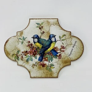 Vintage Vogelpark Walsrode Germany Bluebird Hanging Wall Tile Trivet Ceramic - Picture 1 of 19