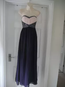 New Look Ball Gown Strapless Evening Party Dress Size 8 Navy Bead Sequin Prom - Picture 1 of 17