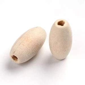 Holzperlen 20 x 10 mm Oval Farblos 50stk für Schmuck Basteln Natur Holz Deko H21 - Bild 1 von 3