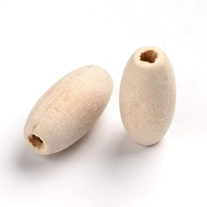 Holzperlen 20 x 10 mm Oval Farblos 50stk für Schmuck Basteln Natur Holz Deko H21 - Bild 1 von 3