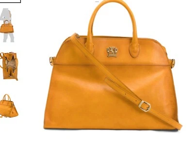 Pratesi Firenze Viral Italian Warm Brown Leather Satchel Crossbody Tote Bag - Image 1 of 4