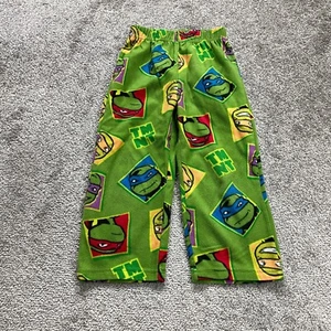 Unbranded Pajama Pants Kids Boys 4/5 Green Mutant Ninja Turtle Straight Fleece - Picture 1 of 11