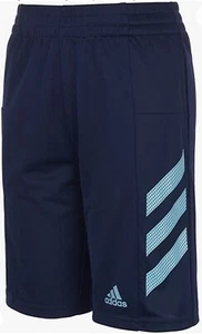 Adidas Boys' Aeroready Pro Sport 3-Stripes Shorts Size 6 Navy With Hazy Sky - Picture 1 of 1