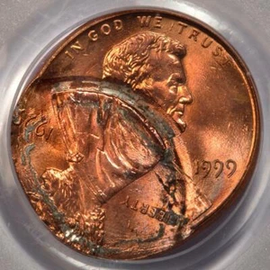 1999 PCGS MS65RD Double Struck 2nd 50% Off Center Lincoln Cent Mint Error - Picture 1 of 4