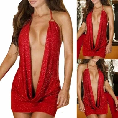 Verführerisches rotes eng anliegendes Hüftkleid Neckholder für Erotik-Dessous - Bild 1 von 4