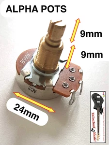 1 Potentiometer Alpha B500K Split Shaft 9mm Logarithmic 3/8" All Guitars - Picture 1 of 3