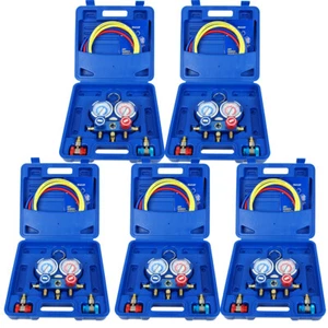 5*3 Way Manifold Vacuum Gauge Set R134a R410a R22 A/C AC HVAC Refrigeration KIT - Picture 1 of 11