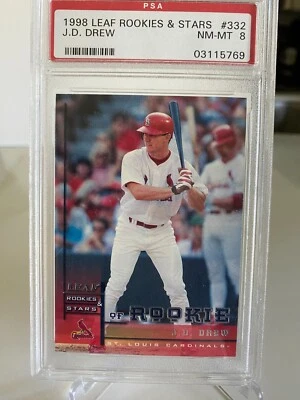 1998 Leaf Rookie & Stars J D Drew RC #332 SP Graded 8 nice card - Image 1 of 2