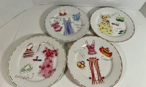 Set Of 4 Rosanna Paper Dolls Salad Plates - Picture 1 of 7