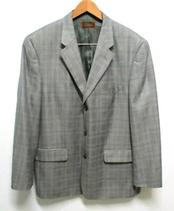 Tasso Elba Grey Brown Black Mens Size 44R 3 Button Wool Silk Blend Blazer Korea - Picture 1 of 10
