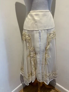 Christian Dior embroidered A line midi skirt UK 10 NEW lace bow lined cream - Picture 1 of 20