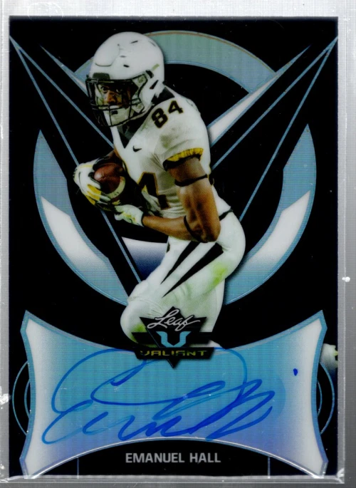 B3103- 2019 Leaf Valiant Blue #BAEH1 Emanuel Hall Auto /25 - NM-MT - Image 1 of 2