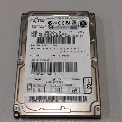 Genuine Fujitsu Mobile 40GB 2.5" 5400 RPM HDD IDE ATA/100 8MB MHT2040AH - Image 1 of 4