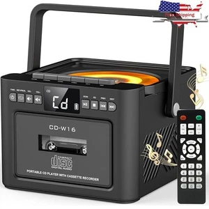 Lettore Boombox Bluetooth 5000mAh CD Cassette Lettore Musicale con Telecomando Nuovo - Foto 1 di 9