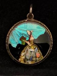 Vintage England Sterlingsilber Schmetterling Flügel Anhänger viktorianische Dame 1" - Bild 1 von 6