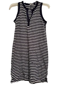 Gap Navy & White Stripe Split Neck Slub Tank Dress #274138 NEW! XS Xtra-Small - Picture 1 of 2