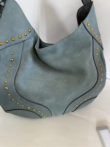 Jessica Simpson Large Raven Hobo Shoulder Bag Purse Suede Accent Gold Hardware - Picture 1 of 18