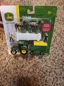 10Pc JOHN DEERE Mini Farm Set Tractor Horses People Fence 1/64 NEW Ertl/Tomy - Picture 1 of 2