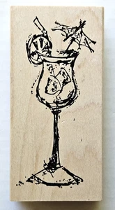 Vintage Art Impressions - Tropical Drink Cocktail - Sketch Rubber Stamp M-2286 - Picture 1 of 3