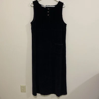 Vestido largo de pana Talbots talla 12 negro algodón ancho cambio de ballena Foto 1 de 4