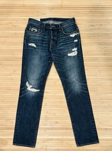 Abercrombie & Fitch The A&F Jeans skinny uomo 32 x32 blu bottoni mosca invecchiato - Foto 1 di 9