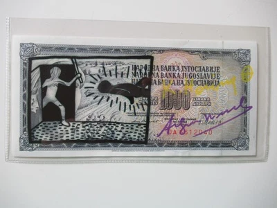 1000 Dinara VON WARHOL/HARING 2x ORIGINAL BEARBEITET + SIGNIERT USPS-ST. 1987 - Bild 1 von 4