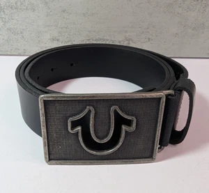 True Religion schwarzer Ledergürtel TR302142 Vickie gestanztes Hufeisen Gr. 42 NEU - Bild 1 von 8