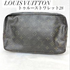 LOUIS VUITTON Trousse Toilette 28 Leather Clutch Bag Dark Brown Monogram NO8904 - Picture 1 of 24