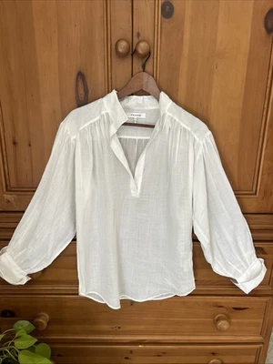 Blusa MARCO Blanca Transparente 100% Ramie Gran Tamaño Globo Manga Larga Mujer Talla S Foto 1 de 4