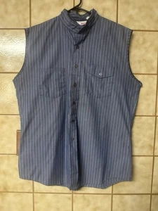Unitog Men’s Striped Sleeveless Shirt, 90’s Retro Y2K Grunge Rock, Sz 16-16 1/2 - Picture 1 of 12