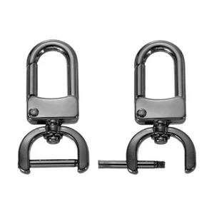 0.6" Drehbare Karabinerhaken 2 Stück D Ring Abnehmbare Schnapphaken Schwarz - Bild 1 von 7