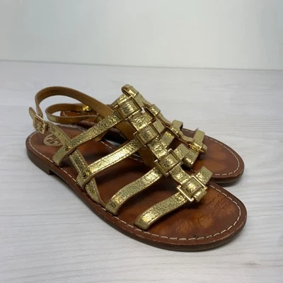 TORY BURCH Amalie gold metallic leather gladiator sandals Womens Size 7 M - Image 1 of 4