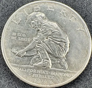 Medio dólar del jubileo de California 1925-S AU/MS tono arco iris claro 90 % plata #02 - Imagen 1 de 2