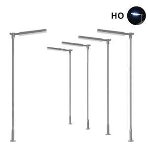 5pcs Model Trains HO Scale 1:87 Metal Lamp Street Light Bright White LEDs Shade - Picture 1 of 6