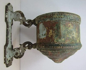 Antike Öllampe Wandhalterung frühe Bronze verziert RR Eisenbahn Hotel Leuchte - Bild 1 von 12