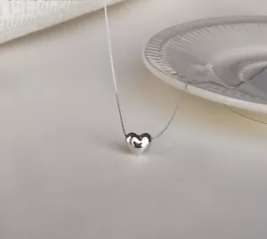 Schicke Halskette mit Herz-Anhänger Echt Sterling Silber 925 Geschenk Liebe Neu - Bild 1 von 5