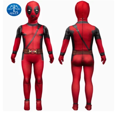 Niños Halloween Deadpool Disfraz Juegos con disfraces Rojo Mono Body Conjunto Fiesta Traje Foto 1 de 4