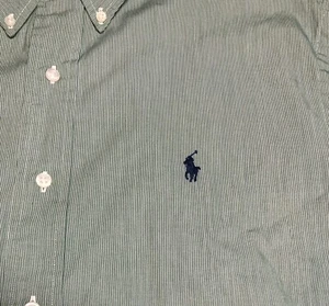 RALPH LAUREN CLASSIC Men's L/S Button Oxford Shirt Green Striped Sz 16 1/2 D11 - Picture 1 of 4