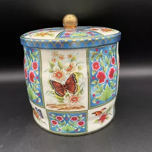 Latta vintage disegnata da Damer - Made in England caffè fiore coperchio latta - Foto 1 di 7