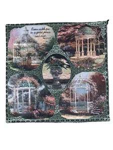 Thomas Kinkade Wall Hanging Tapestry Garden Gazebos 27” X 27” Fabric USA Dowel - Picture 1 of 6