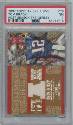 2007 Topps TX Exclusive TOM BRADY Post Season Ticket Game Used Jersey /199 PSA 7 - Image 1 of 2